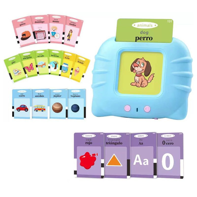 Blue Cat Spanish & English Bilingual Flash Card Reader - Interactive Audio Learning Toy (112 Cards) Tristar Online