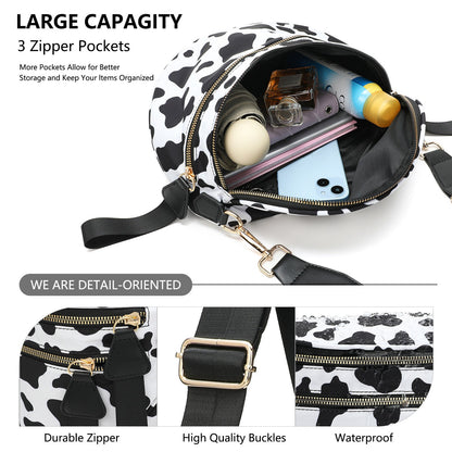 Blue Checkered Trendy Sling Bag - Women's Crescent Crossbody Purse with Wide Adjustable Strap Tristar Online