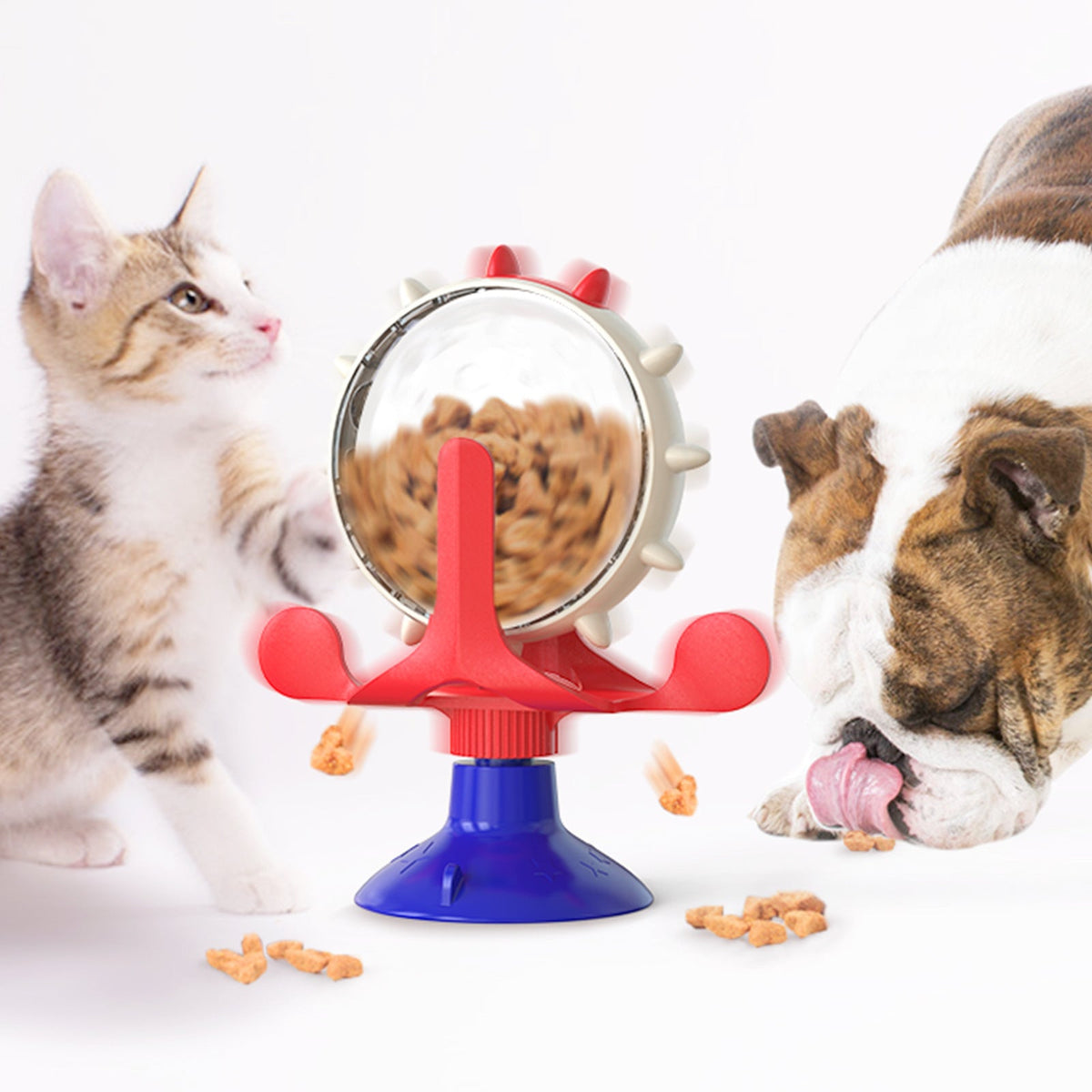 Blue Interactive Pet Treat Dispenser - Spinning Wheel Food Puzzle Toy for Cats & Dogs with Suction Cup Base Tristar Online