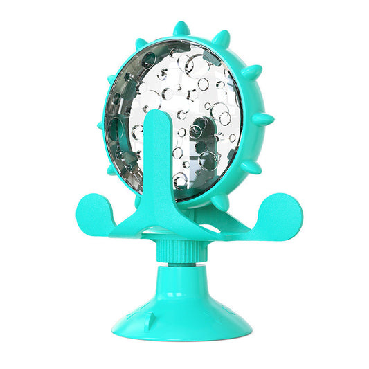 Blue Interactive Pet Treat Dispenser - Spinning Wheel Food Puzzle Toy for Cats & Dogs with Suction Cup Base Tristar Online