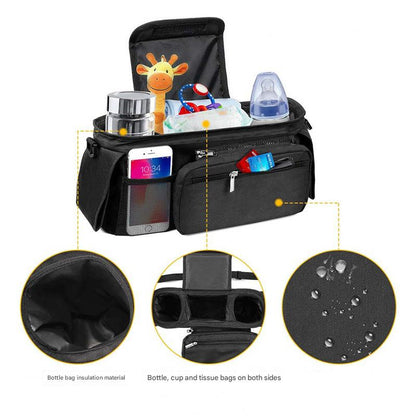 Blue Universal Stroller Organiser Caddy with Insulated Cup Holders and Detachable Wristlet Tristar Online