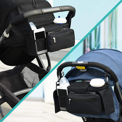 Blue Universal Stroller Organiser Caddy with Insulated Cup Holders and Detachable Wristlet Tristar Online