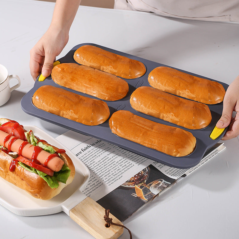Brown 6-hole silicone baking mold, perforated loaf pan 37.5 cm x 24.5 cm, suitable for bread and cakes (sold in sets of 2) Tristar Online