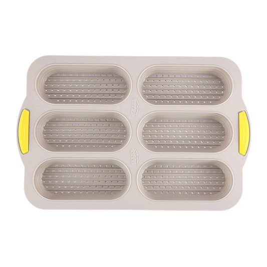 Brown 6-hole silicone baking mold, perforated loaf pan 37.5 cm x 24.5 cm, suitable for bread and cakes (sold in sets of 2) Tristar Online