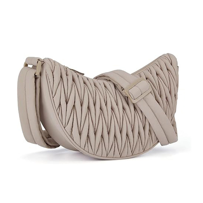 Brown Chic Pleated Crescent Sling Bag - Water-Resistant Lightweight Crossbody & Shoulder Purse Tristar Online