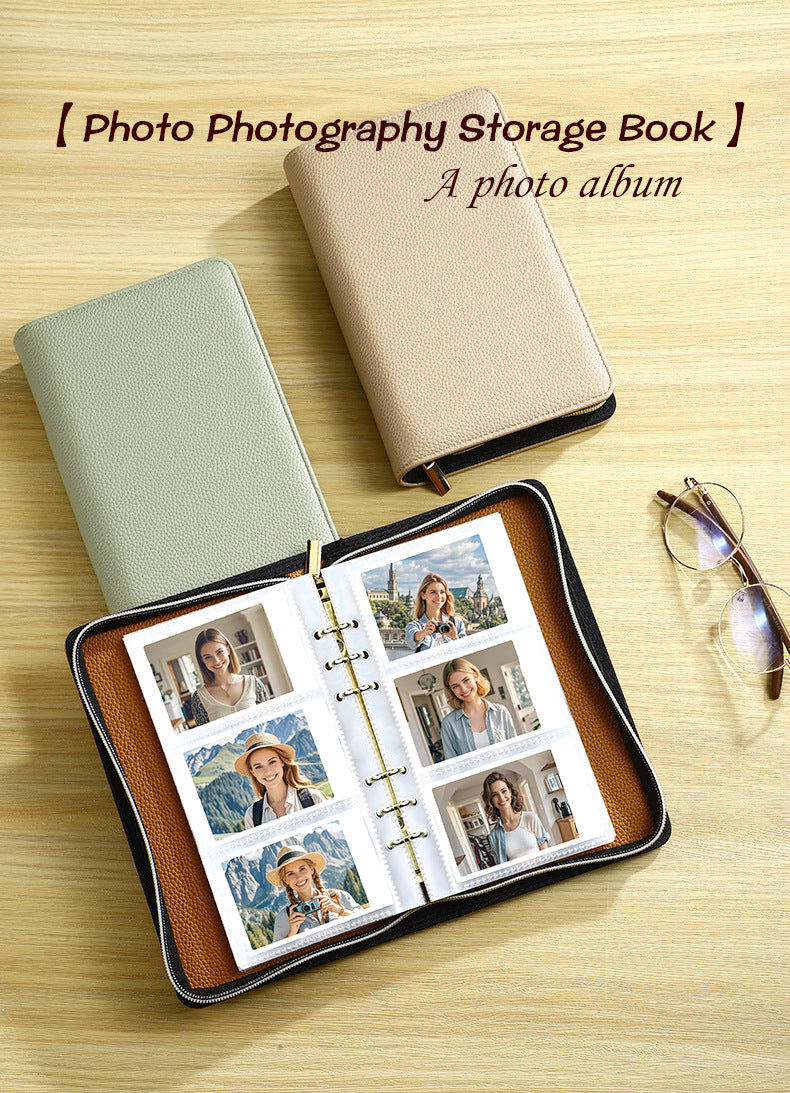 Brown PU Leather Zippered Photo Album - Holds 240 3 Prints" Tristar Online