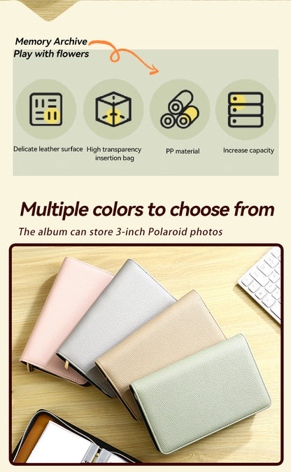Brown PU Leather Zippered Photo Album - Holds 240 3 Prints" Tristar Online