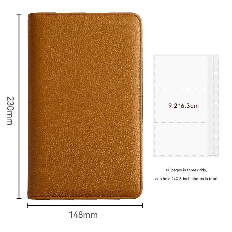Brown PU Leather Zippered Photo Album - Holds 240 3 Prints" Tristar Online
