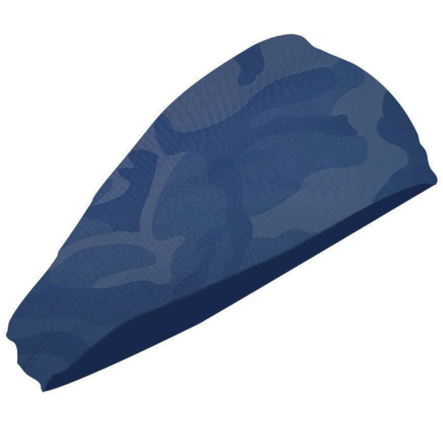 Camouflage Blue 5-Pack Wide Sports Headbands for Women - Non-Slip Yoga Headwraps with Sweat-Wicking Fabric (88% Nylon+12% Spandex) Tristar Online