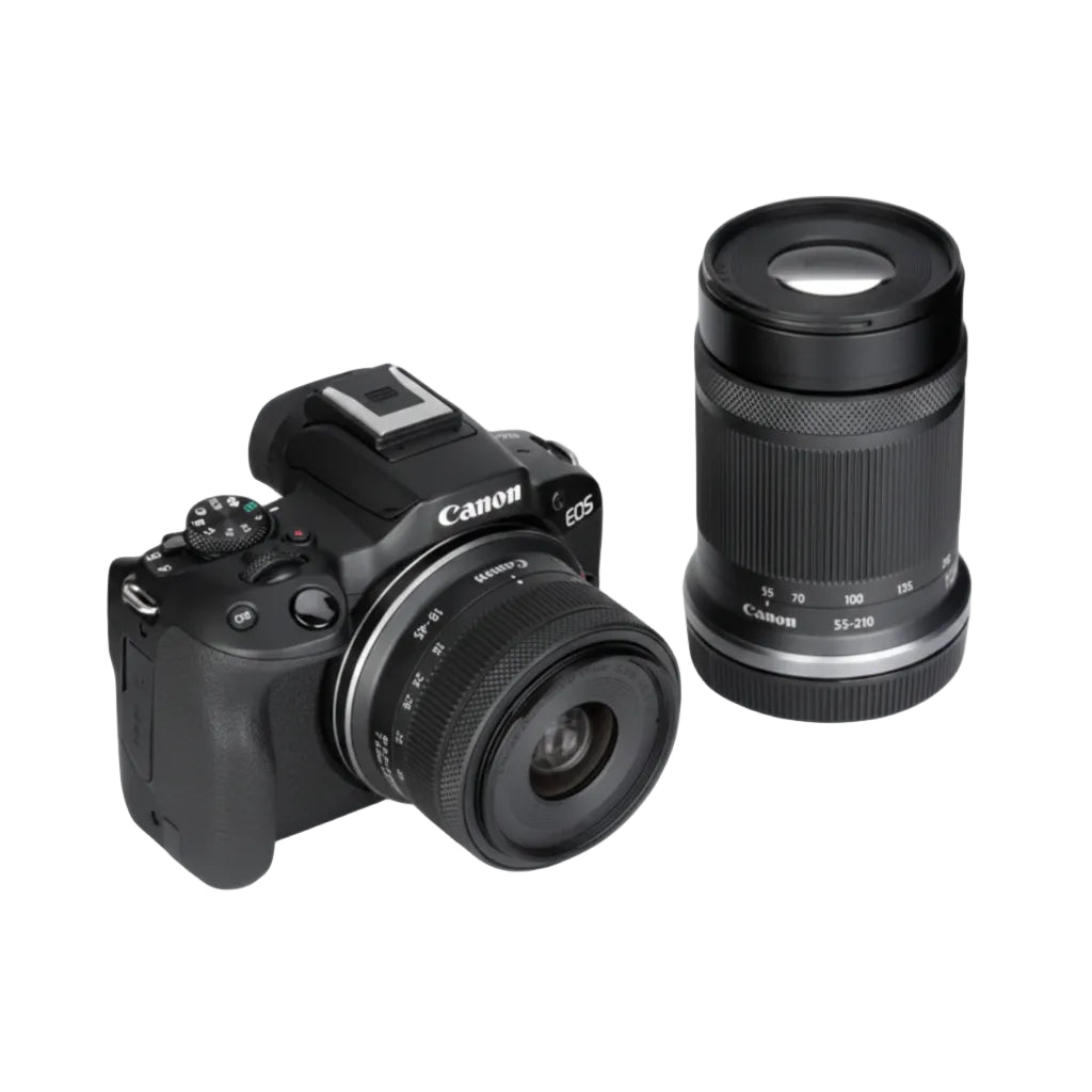 Canon EOS R50 Mirrorless Camera Kit (Black) with RF-S 18-45mm & RF-S 55-210mm Lens Bundle - Silver canon