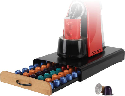 CARLA HOME Coffee Pods Holder Storage Drawer Compatible with 60 Nespresso Pods for Kitchen Storage & Organisation (Natural) Tristar Online