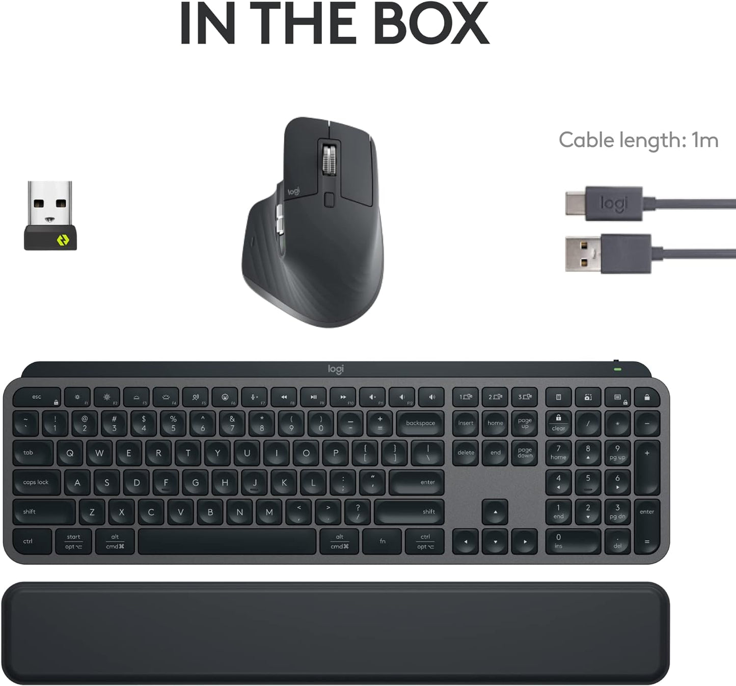 Logitech MX Keys S Combo - Performance Wireless Keyboard and Mouse with Palm Rest, Customizable Illumination, Fast Scrolling, Bluetooth, USB C, for Windows, Linux, Chrome, Mac Logitech
