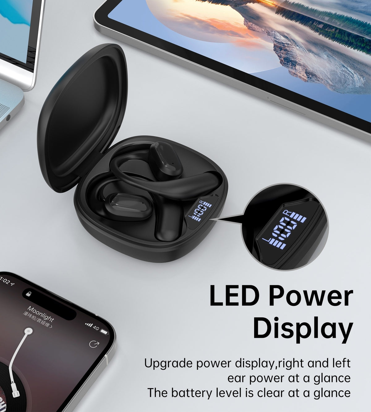 CHOETECH BH-T25 OWS Painless New Concept Bluetooth Earbuds V5.3 TWS Black Tristar Online