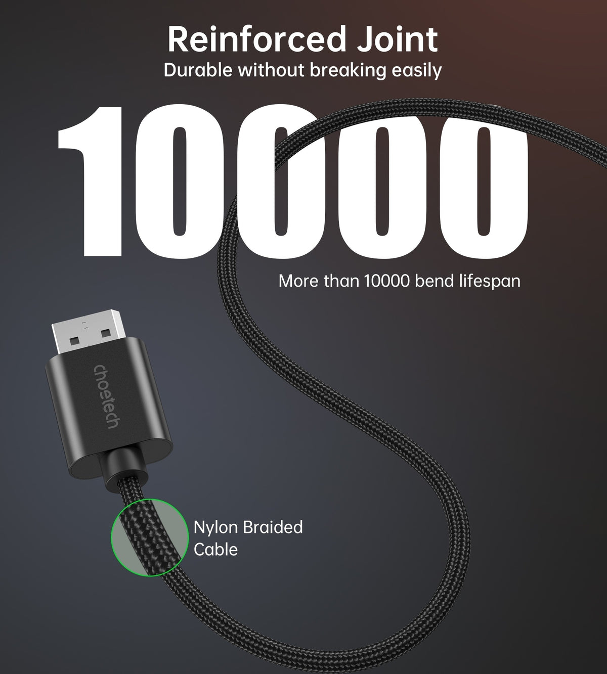 CHOETECH XDH01 4K 60Hz DisplayPort Male to HDMI Male Braided Cable 2M Tristar Online