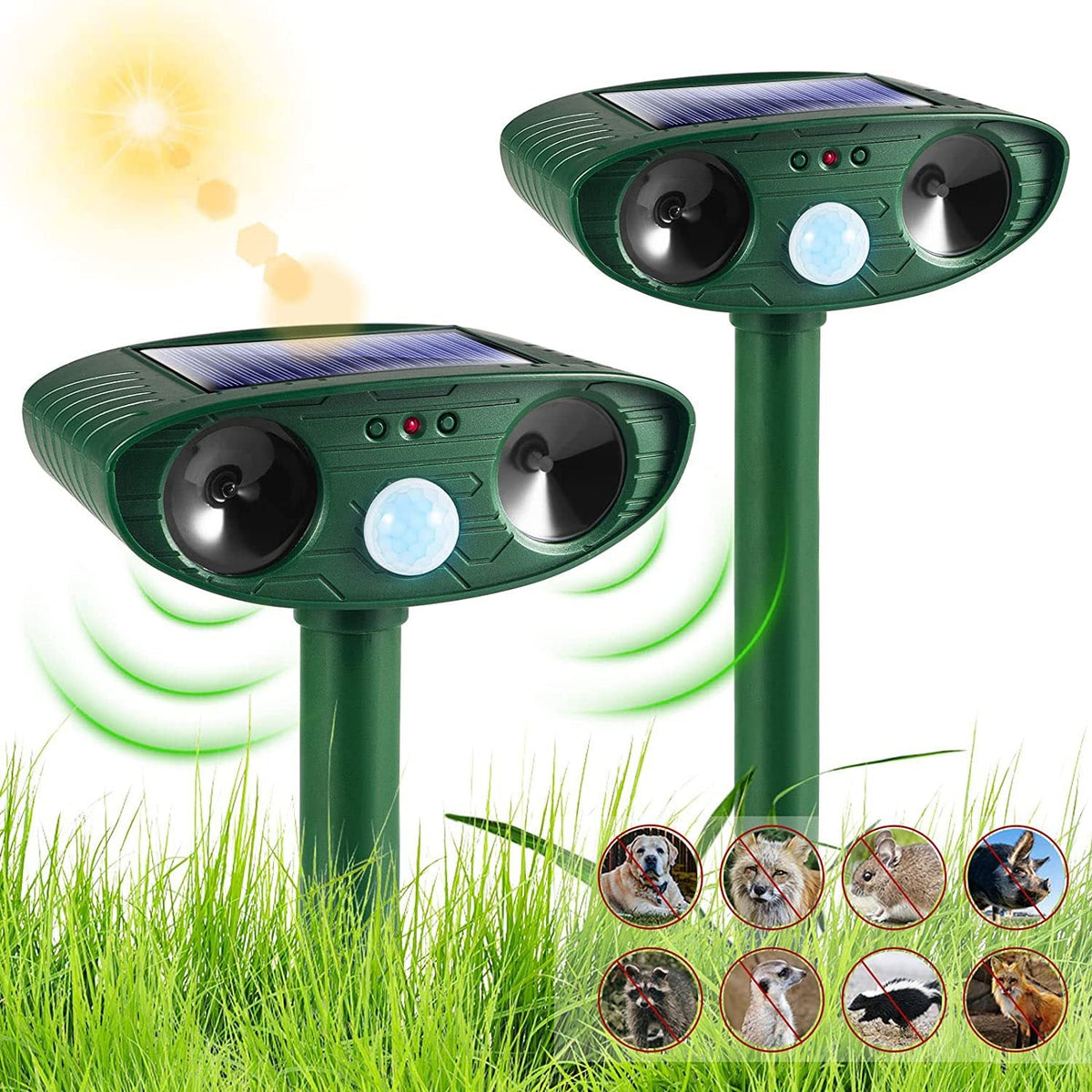 Classic Solar Powered Animal Repeller - PIR Sensor, Ultrasonic & Flashing Light Deterrent for Cats, Dogs, and Birds Tristar Online