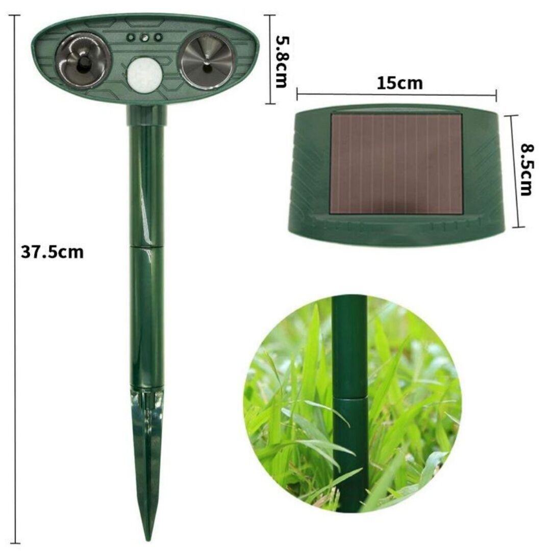Classic Solar Powered Animal Repeller - PIR Sensor, Ultrasonic & Flashing Light Deterrent for Cats, Dogs, and Birds Tristar Online