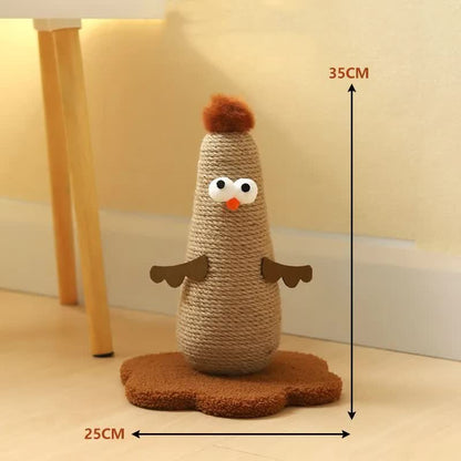 Coffee Adorable Chick Cat Scratching Post - Durable Sisal Rope Scratcher Toy for Cats & Kittens Tristar Online