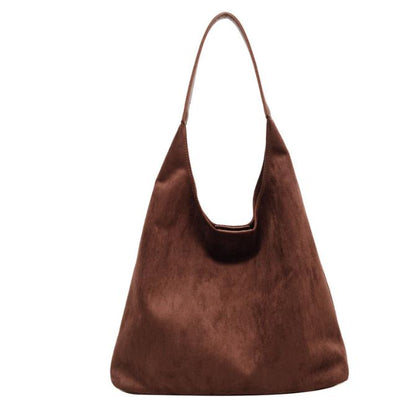 Coffee color Chic Faux Suede Tote Bag with Matching Pouch | Large Capacity Slouchy Shoulder Bag Tristar Online
