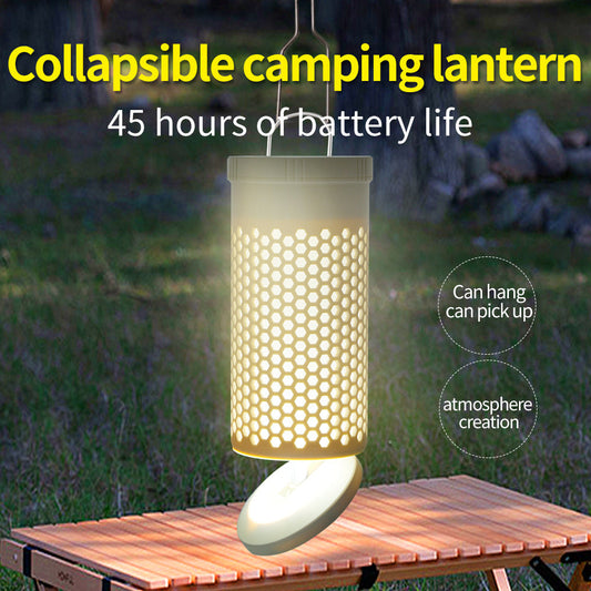 Collapsible LED Camping Lantern with 45-Hour Battery Life, USB-C Charging & Atmosphere Lighting(Khaki) Tristar Online