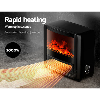 Devanti Electric Fireplace 3D Flame Effect Timer Portable Indoor Heater 2000W Tristar Online