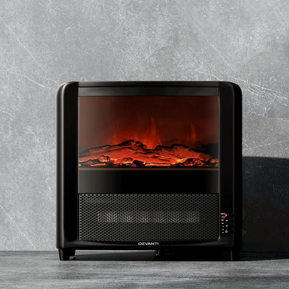 Devanti Electric Fireplace 3D Flame Effect Timer Portable Indoor Heater 2000W Tristar Online