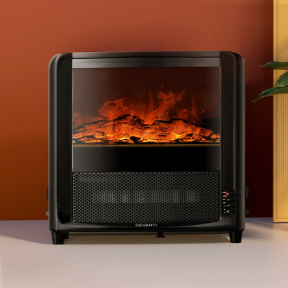Devanti Electric Fireplace 3D Flame Effect Timer Portable Indoor Heater 2000W Tristar Online
