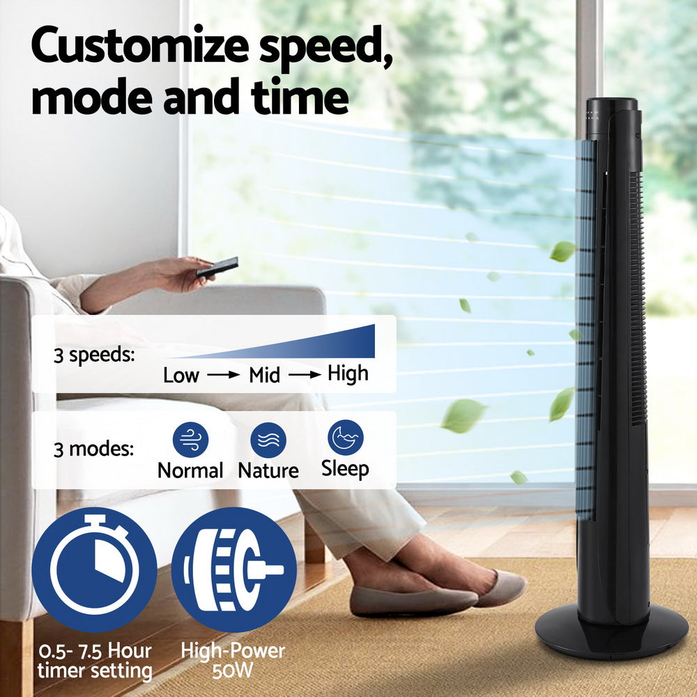 Devanti Tower Fan Oscillating 3 Speeds with Remote 93cm Tristar Online