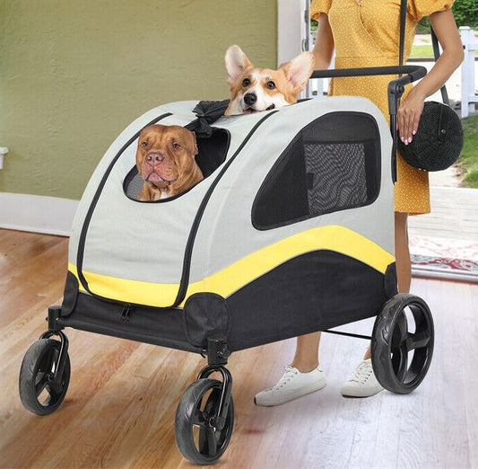 Dog Stroller w/ Divider, Foldable Pet Cart Tristar Online