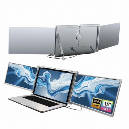 15 inch Trifold Portable Monitor 1080P IPS FHD Laptop Screen Extender For Laptop - Space Grey (AU Version) Trion