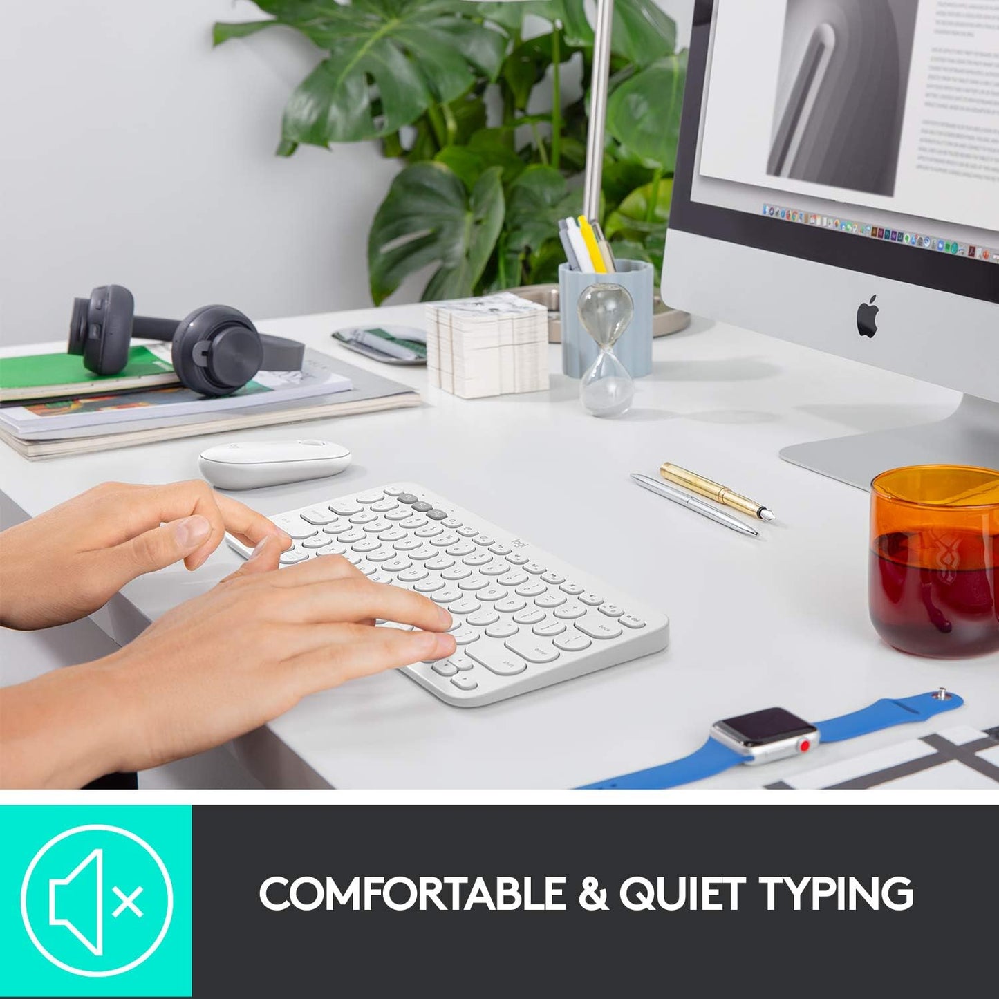 Logitech K380 Multi-Device Bluetooth Wireless Keyboard with Easy-Switch for Up to 3 Devices - White Logitech