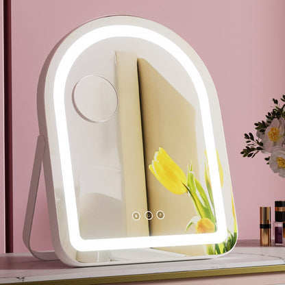 Embellir Makeup Mirror 35x45cm Dressing Vanity LED Stripe Light with 5x Magnification Rotation White Arch Tristar Online
