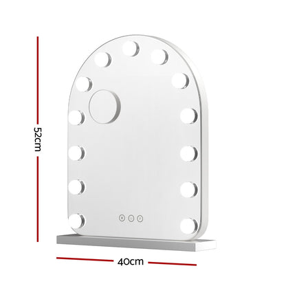 Embellir Makeup Mirror 40x50cm Dressing Vanity LED Bulb Light with 5x Magnification White Arch Tristar Online