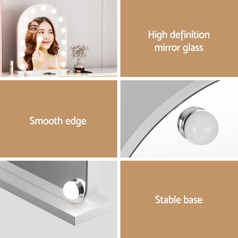 Embellir Makeup Mirror 40x50cm Dressing Vanity LED Bulb Light with 5x Magnification White Arch Tristar Online