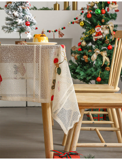 Embroidered Christmas Tablecloth - Embroidered Bells & Holly Design (140*200cm) Tristar Online