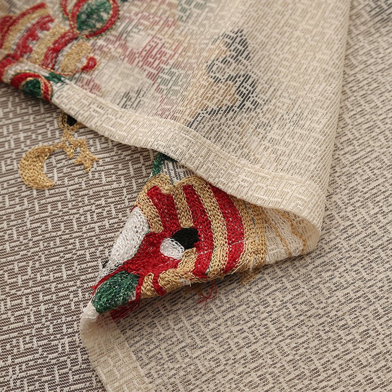Embroidered Christmas Tablecloth - Embroidered Santa Claus, Reindeer (140*200cm) Tristar Online