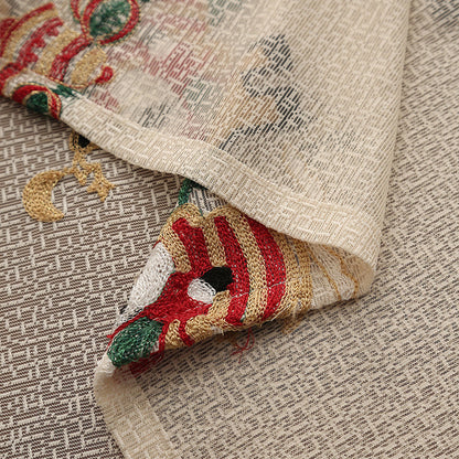 Embroidered Christmas Tablecloth - Embroidered Santa Claus, Reindeer (140*200cm) Tristar Online