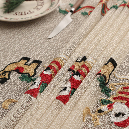 Embroidered Christmas Tablecloth - Embroidered Santa Claus, Reindeer (140*305cm) Tristar Online