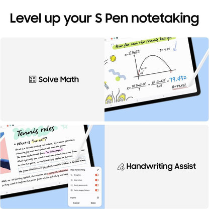 Samsung Galaxy Tab S10 FE+ Plus Wi‑Fi Light Blue on a desk with S Pen resting beside the tablet.