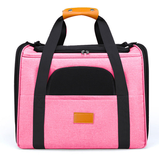 Foldable Soft-Sided Pet Carrier for Travel - Fits Cats & Small Dogs Under 6kg, with Removable Plush Bed & Shoulder Strap(pink) Tristar Online