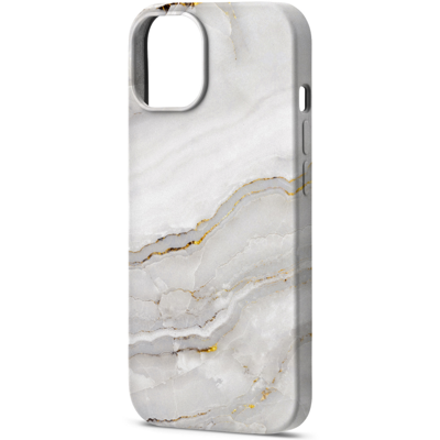 Sprout Case for iPhone 14 - White Marble Design with Gold Accents