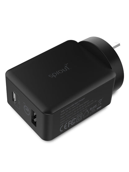 Sprout Dual Port Power Supply QC3.0 – Fast Charging, Dual USB Ports, Compact Design SPROUT