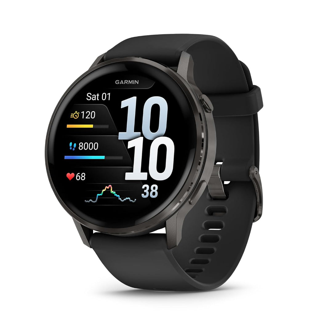 Garmin Venu 4 41mm GPS Smartwatch - Slate with Black, Lunar Gold with Bone, Silver with Periwinkle silicone band (Copy) Garmin
