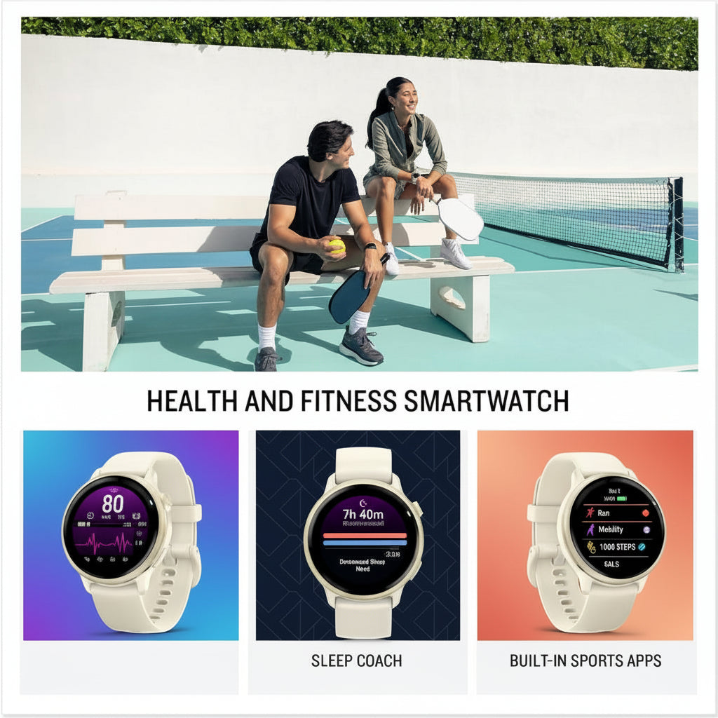 Garmin vívoactive 6 GPS Smartwatch, Lunar Gold with Bone Band