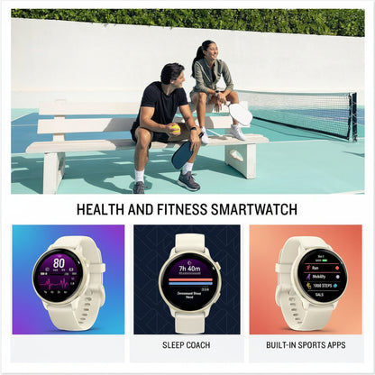 Garmin vívoactive 6 GPS Smartwatch, Lunar Gold with Bone Band
