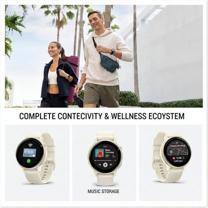 Garmin vívoactive 6 GPS Smartwatch, Lunar Gold with Bone Band