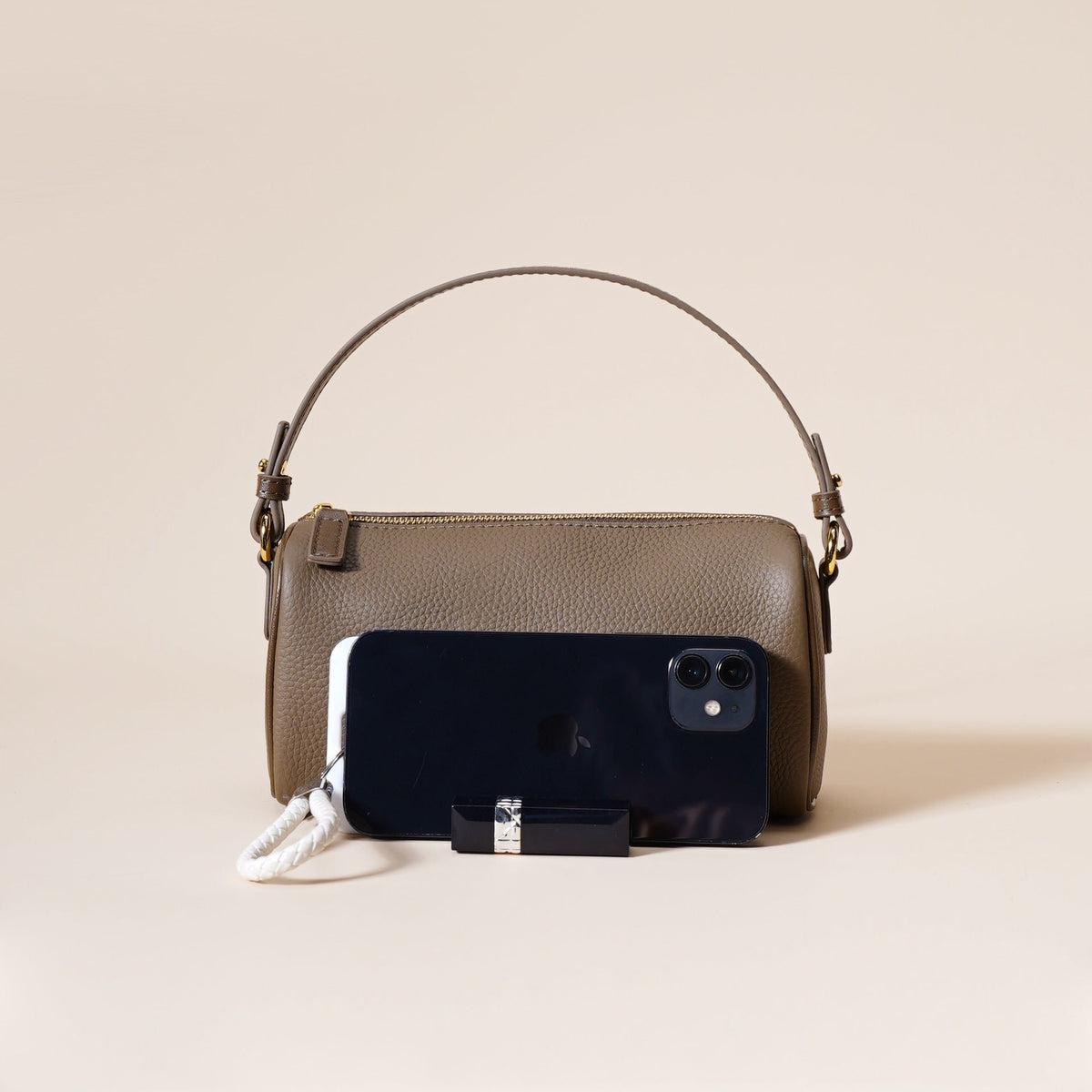 Genuine Leather Boston Bag - Mini Barrel Crossbody & Top Handle Purse(grey) Tristar Online