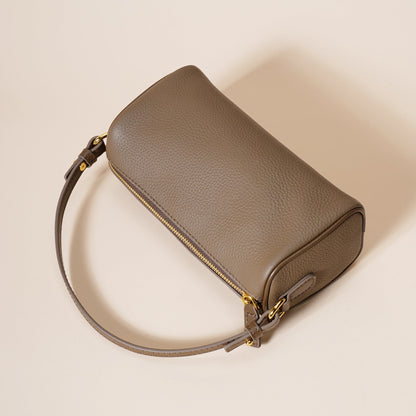 Genuine Leather Boston Bag - Mini Barrel Crossbody & Top Handle Purse(grey) Tristar Online
