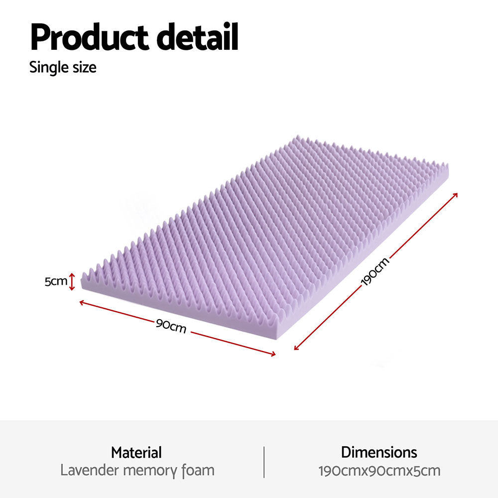 Giselle 5cm Memory Foam Mattress Topper Lavender Infused Egg Crate Pad Mat Single Tristar Online