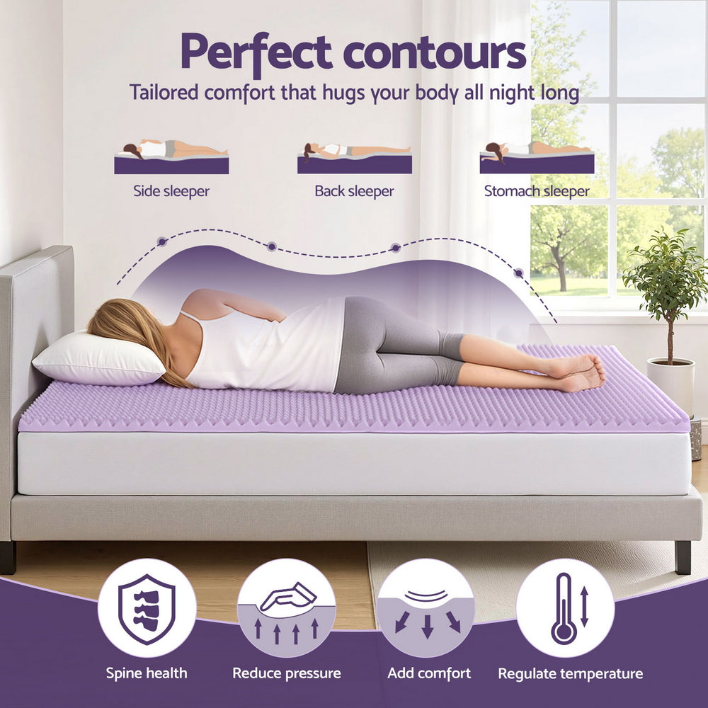 Giselle 5cm Memory Foam Mattress Topper Lavender Infused Egg Crate Pad Mat Single Tristar Online