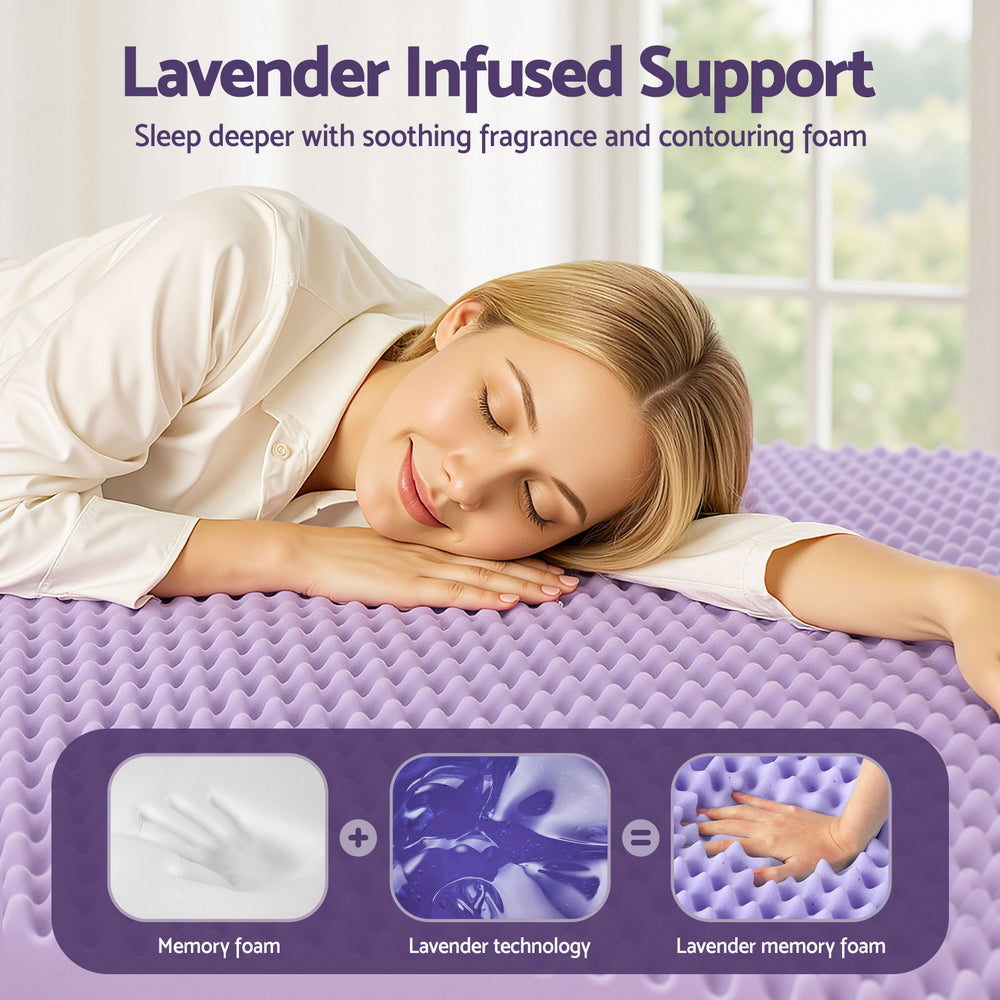 Giselle 5cm Memory Foam Mattress Topper Lavender Infused Egg Crate Pad Mat Single Tristar Online